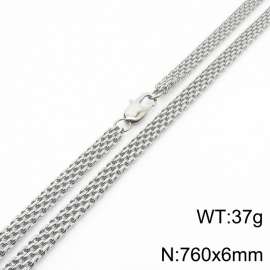 760×6mm Silver Color Stainless Steel Woven Mesh Chain Stylish Necklaces For Women Men