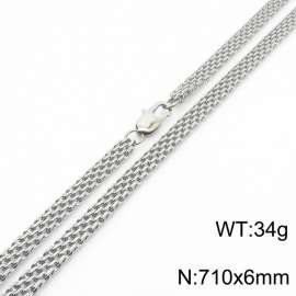 710×6mm Silver Color Stainless Steel Woven Mesh Chain Stylish Necklaces For Women Men
