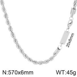 Simple men's and women's 6mm stainless steel twist chain necklace