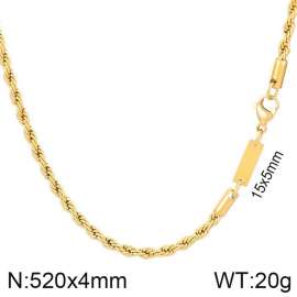 Simple men's and women's 4mm stainless steel twist chain necklace