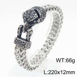 European and American fashion stainless steel 220mm × 12mm thick chain retro bird head buckle temperament silver bracelet