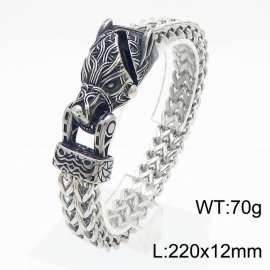 European and American fashion stainless steel 220mm × 12mm thick chain retro faucet buckle temperament silver bracelet