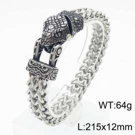 European and American fashion stainless steel 215mm × 12mm thick chain retro snake head buckle temperament silver bracelet