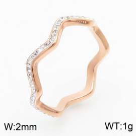 European and American fashion stainless steel white clay inlaid diamond irregular jewelry rose gold ring