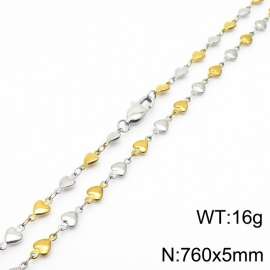 760×5mm Gold Silver Color Stainless Steel Heart Chain Necklaces For Women Men