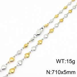 710×5mm Gold Silver Color Stainless Steel Heart Chain Necklaces For Women Men