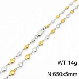 650×5mm Gold Silver Color Stainless Steel Heart Chain Necklaces For Women Men
