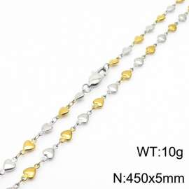 450×5mm Gold Silver Color Stainless Steel Heart Chain Necklaces For Women Men