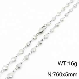760×5mm Silver Color Stainless Steel Heart Chain Necklaces For Women Men