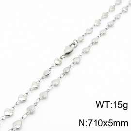 710×5mm Silver Color Stainless Steel Heart Chain Necklaces For Women Men
