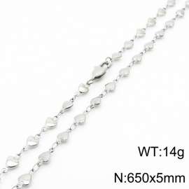 650×5mm Silver Color Stainless Steel Heart Chain Necklaces For Women Men