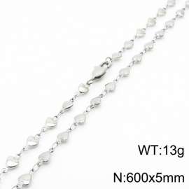 600×5mm Silver Color Stainless Steel Heart Chain Necklaces For Women Men