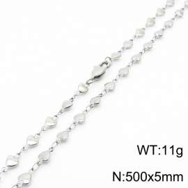 500×5mm Silver Color Stainless Steel Heart Chain Necklaces For Women Men