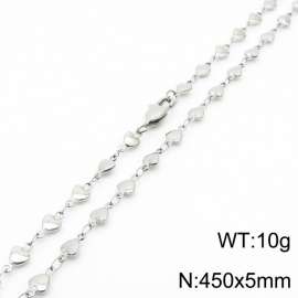 450×5mm Silver Color Stainless Steel Heart Chain Necklaces For Women Men