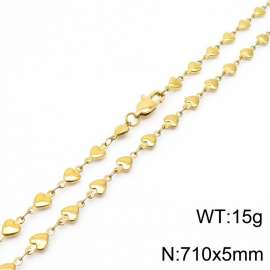 710×5mm Gold Color Stainless Steel Heart Chain Necklaces For Women Men