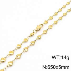 650×5mm Gold Color Stainless Steel Heart Chain Necklaces For Women Men