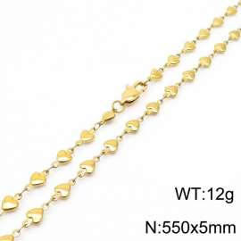 550×5mm Gold Color Stainless Steel Heart Chain Necklaces For Women Men