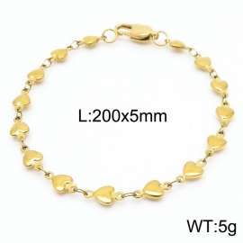 200×5mm Gold Color Stainless Steel Heart Chain Bracelets For Women Men