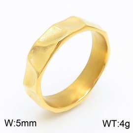 gold color irregular wave ring men's fashion simple concave and convex surface stainless steel jewelry
