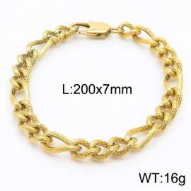 7mm fashionable stainless steel 3:1 patterned side chain bracelet