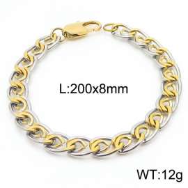 8mm fashionable stainless steel paper clip chain mixed color bracelet