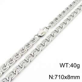 8mm71cm fashionable stainless steel edge pressing paper clip chain steel color necklace