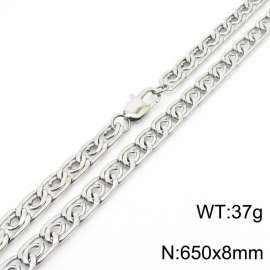 8mm65cm fashionable stainless steel edge pressing paper clip chain steel color necklace
