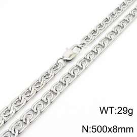 8mm50cm fashionable stainless steel edge pressing paper clip chain steel color necklace