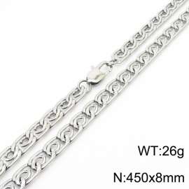 8mm45cm fashionable stainless steel edge pressing paper clip chain steel color necklace