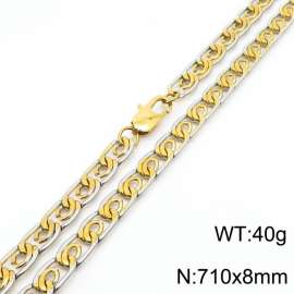 8mm71cm fashionable stainless steel edge pressing paper clip chain mixed color necklace
