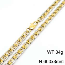 8mm60cm fashionable stainless steel edge pressing paper clip chain mixed color necklace