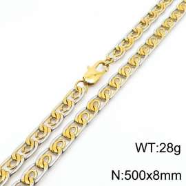 8mm50cm fashionable stainless steel edge pressing paper clip chain mixed color necklace