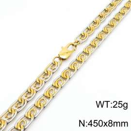 8mm45cm fashionable stainless steel edge pressing paper clip chain mixed color necklace