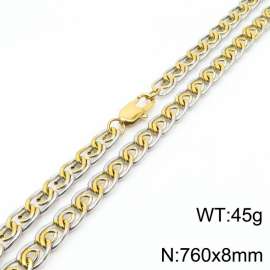 8mm76cm fashionable stainless steel paper clip chain mixed color necklace