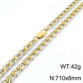 8mm71cm fashionable stainless steel paper clip chain mixed color necklace