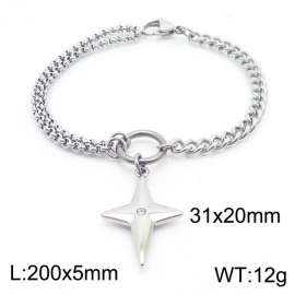 200mm Men Stainless Steel Double-Style Chains Bracelet with Ninja Dart Charm