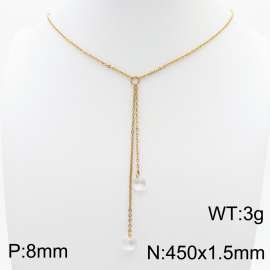 Fashion stainless steel 450 × 1.5mm O-chain hanging tassel hanging white transparent water brick pendant charm gold necklace