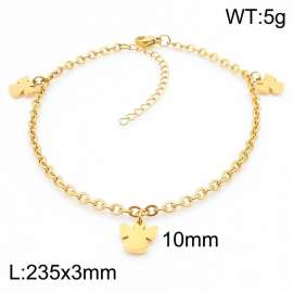 Fashion stainless steel 235 × 3mm O-Chain Hanging Angel Pendant Charm Gold Anklet