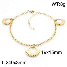 Fashion stainless steel 240 × 3mm O-chain suspended hollow geometric pendant charm gold Anklet