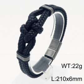 21x6mm Leather Knotted Charms Bracelet Men Multi-Leather Bracelet Vintage Color