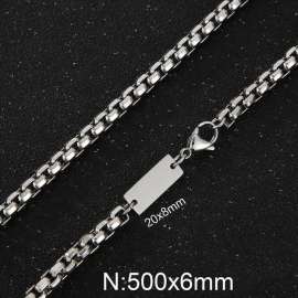 6mm Box Chian ID Necklace