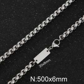 6mm Box Chian ID Necklace