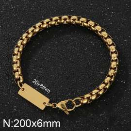 Simple men's and women's 6mm stainless steel square pearl chain bracelet