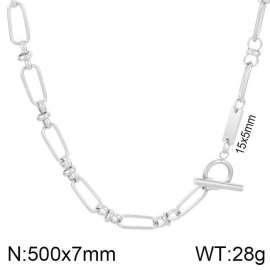 Stainless steel mixed chain link charm circular buckle classic DIY silver necklace