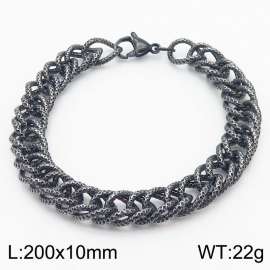 200x10mm Checkered Pattern Chain & Link Bracelet Bracelet for Men Stainless Steel Vintage Colors Bracelet