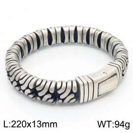 Stainless steel 220x13mm magnetic clasp retro strong man silver bangle