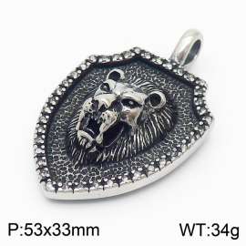 Hiphop Stainless Steel Lion Head Shield Pendant Men Jewelry