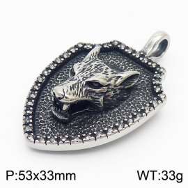 Hiphop Stainless Steel Wolf Shield Pendant Men Jewelry