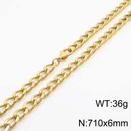 European and American fashion minimalist 710×6mm embossed chain lobster clasp jewelry goldnecklace