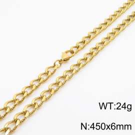 European and American fashion minimalist 450×6mm embossed chain lobster clasp jewelry gold necklace